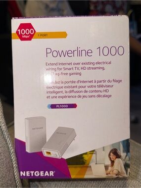 netgear Powerline 1000 PL1000 White and Purple Accents